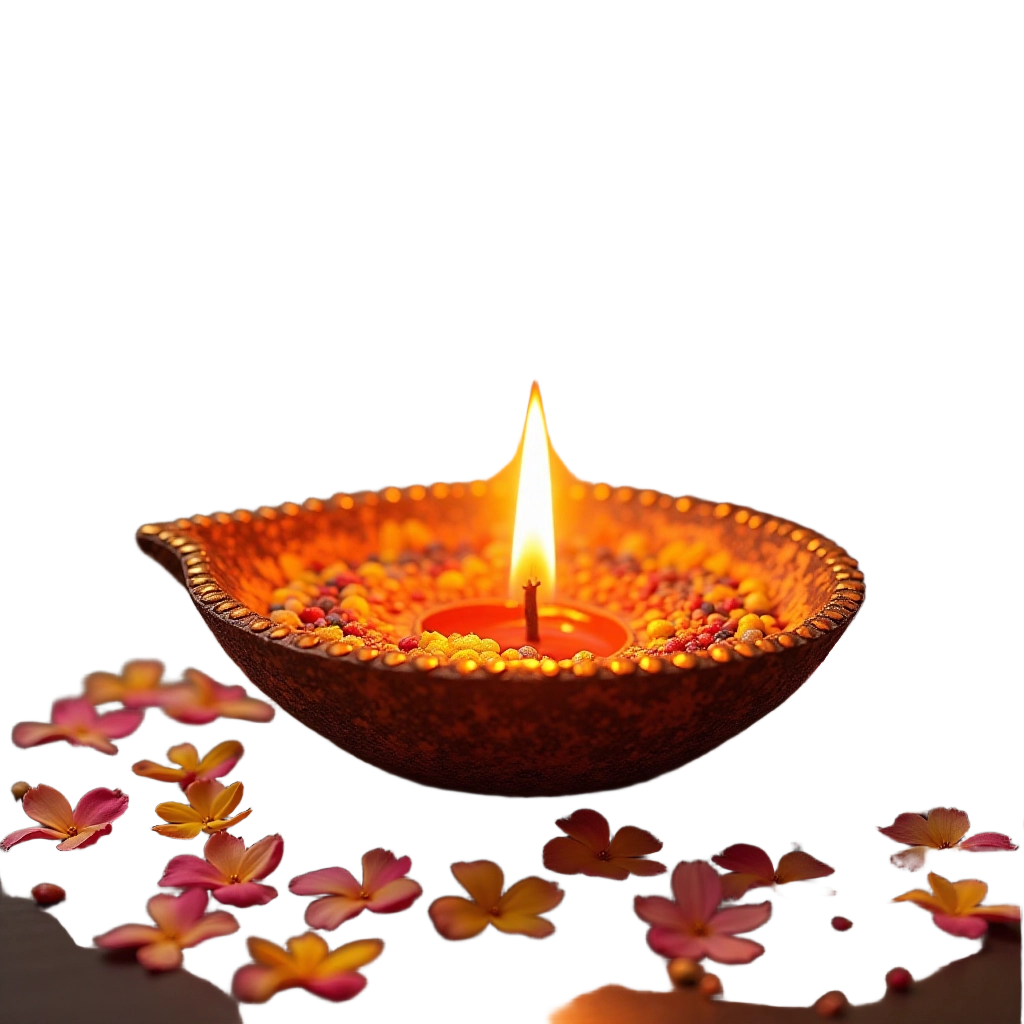 Diwali Diya with Floral Decorations